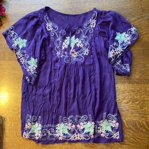 Authentic Mexican blouse , deep purple size Medium, Boho